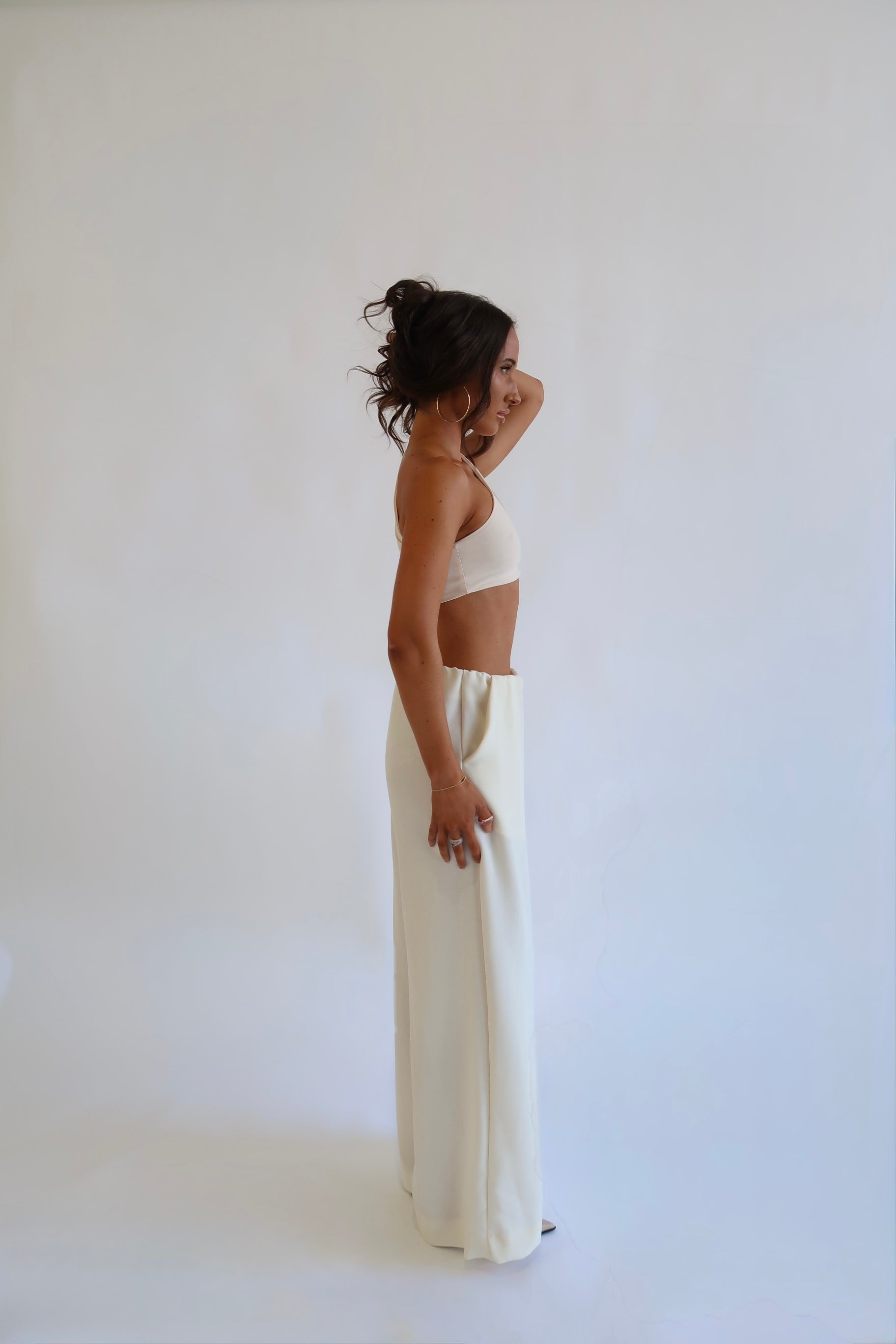 RELAXED GATHERED PANTS - MILK