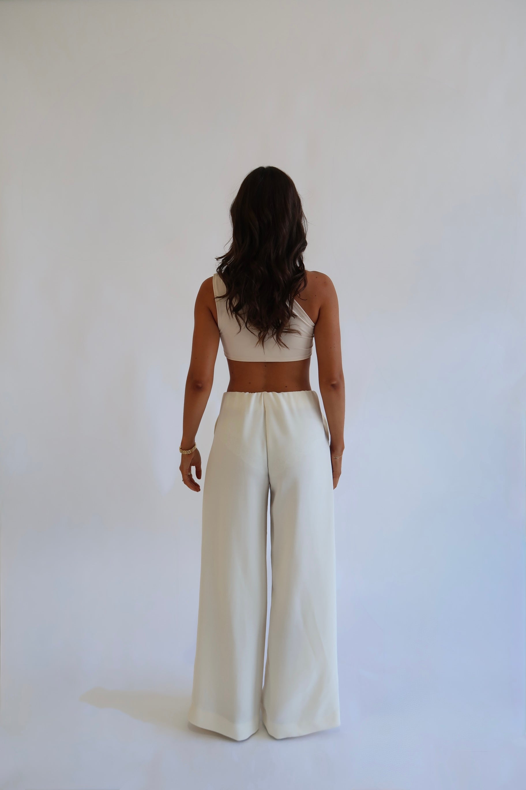 RELAXED GATHERED PANTS - MILK
